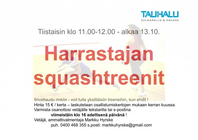 Squashia Harrastajat aikuiset  9-2015