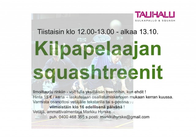 Squashia Kilpapelaajat aikuiset 9-2015